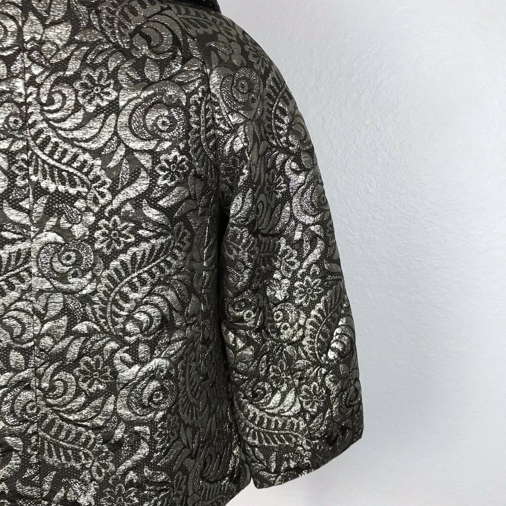 Banana Republic Jacket Women S Blazer Floral Metallic Brocade Silk Blend Evening - Picture 10 of 11